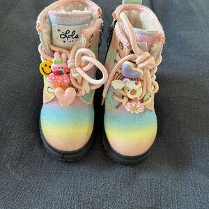 Lola Pastel Glitter Boots with Charms